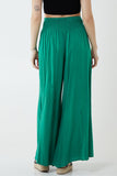 Khaki Shirred Deep Waist Band Wide Culottes For Women ONE SIZE - Dropwear