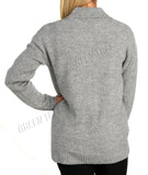 Royal Blue Knit Collar Long Sleeve Zip Cardigan For Women 8-10 - Dropwear