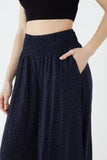Leopard Print Ruched Waist Wide Leg Trousers For Women  - Dropwear