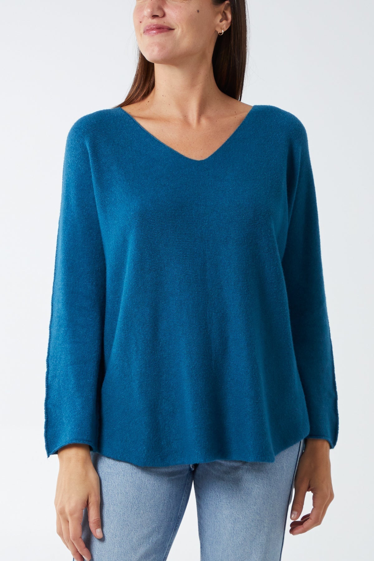 Raw Edge V-Neck Jumper For Women  - Dropwear