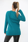 Light Blue Plus Size Cable Knit Top Jumper Sweater For Women 18-20 - Dropwear