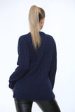 Royal Blue Cable Knit Top Jumper Sweater For Women 12-14 - Dropwear