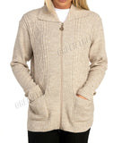 Stone Knit Collar Long Sleeve Zip Cardigan For Women 8-10 - Dropwear