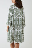 Tiered Baroque Floral Smock Print Dress For Women  - Dropwear