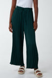 Wide Leg Plisse Drawstring Trousers For Women  - Dropwear