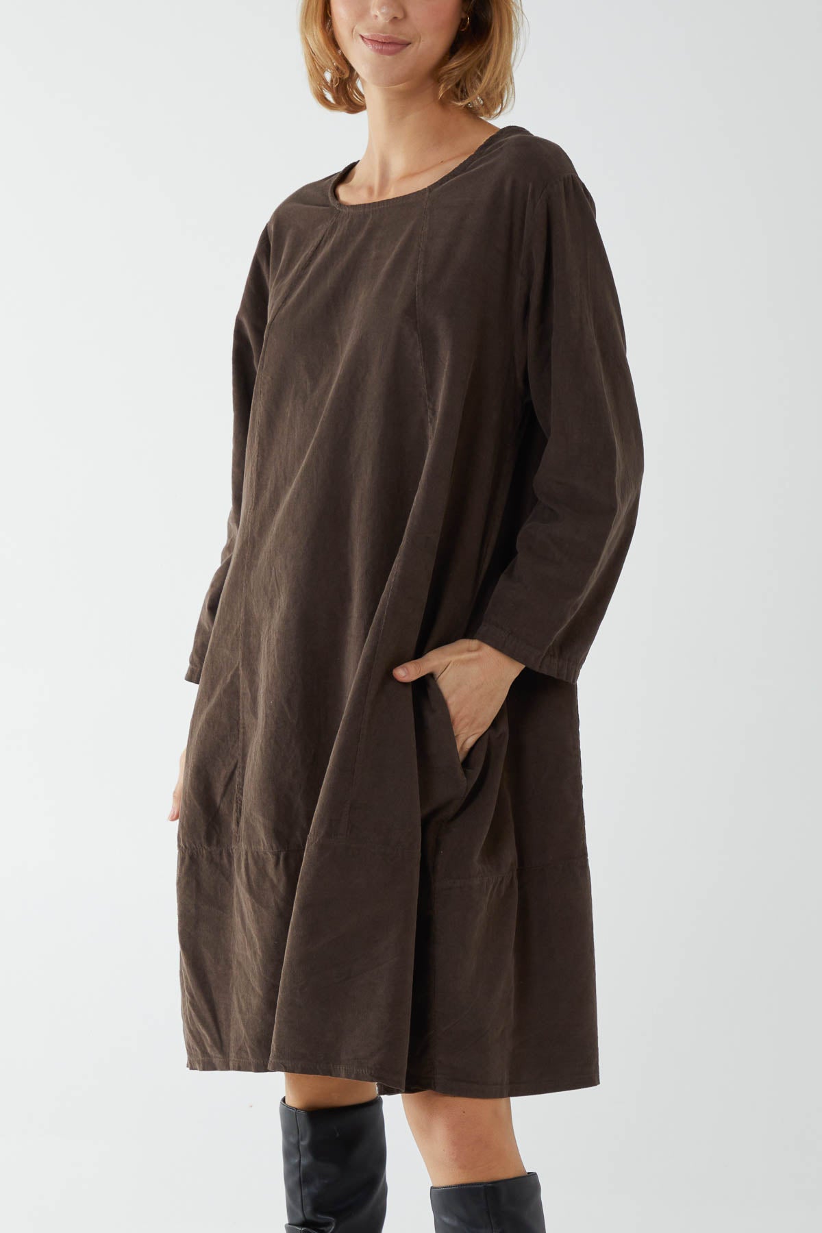Baby Corduroy Pocket Dress For Women  - Dropwear
