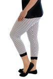 Polka Dot White Plus Size Cropped Polka Dot Lace Trim Leggings For Women 20-22 - Dropwear