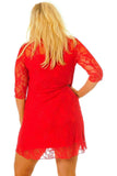 Purple Lace Lined 3/4 Knee Length Dress For Women 18 - Dropwear