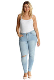Blue Straight Leg Ripped Jeans For Women 14 - Dropwear