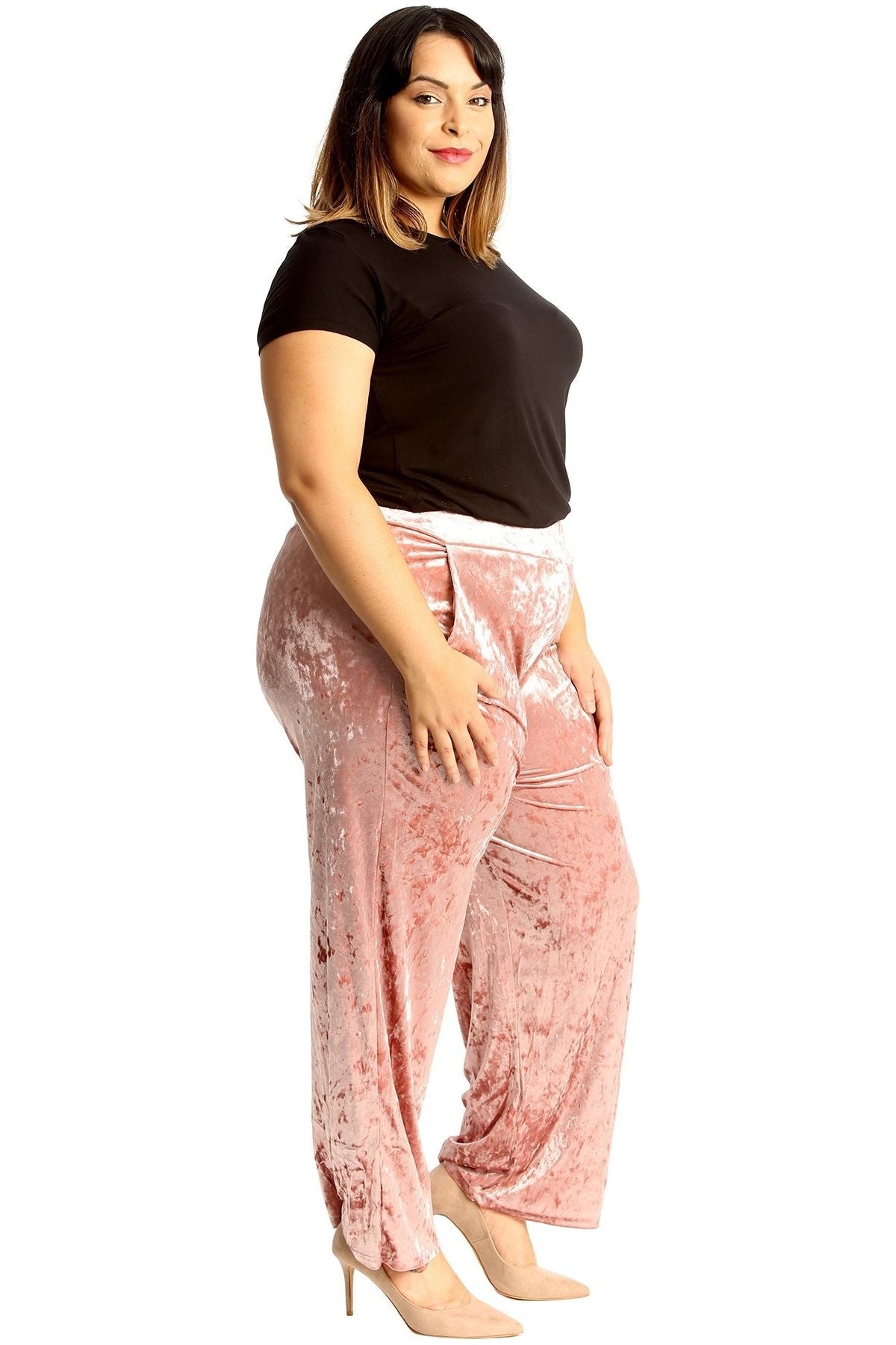 Velour Velvet Wide Flared Leg Pocket Palazzo For Women  - Dropwear