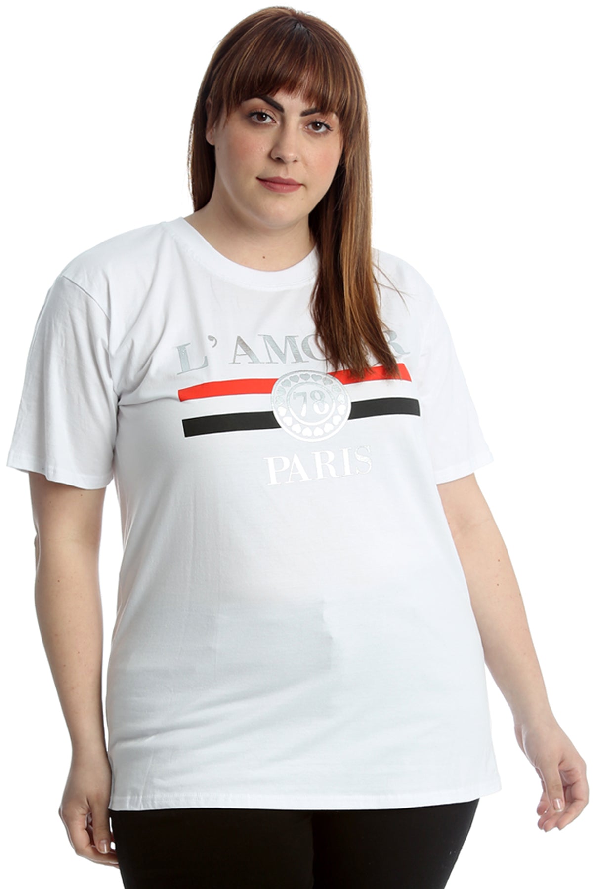 Black Amour Paris Print Baggy Short Sleeve T-Shirt For Women 20 - Dropwear