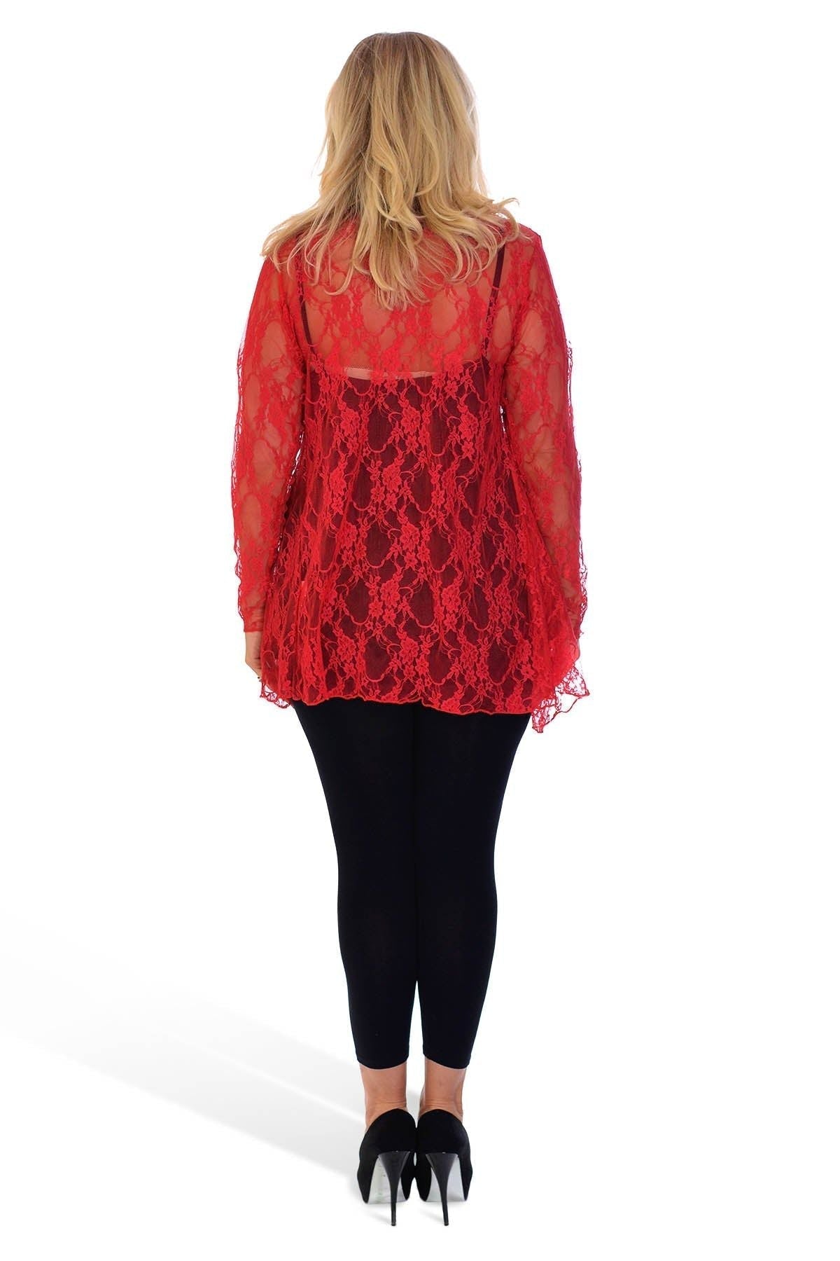 White Floral Lace Open Cardigan Waterfall Top For Women 16 - Dropwear