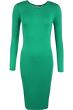 White Bodycon Stretch Plain Midi Dress For Women 8-10 - Dropwear
