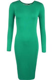 Teal Plus Size Bodycon Stretch Plain Midi Dress For Women 20-22 - Dropwear