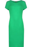 Plain Short Sleeve Jersey Midi Dress For Women  - Dropwear