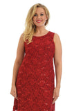 Green Floral Lace Sequin Ladies Sleeveless Party Dress For Women 12-14 - Dropwear