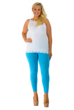 Turquoise Plus Size Plain Long Leggings For Women 16-18 - Dropwear