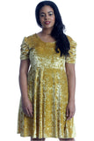 Grey Plus Size Skater Style Velvet Cross Back Dress For Women 18 - Dropwear