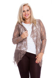 Mocha Floral Lace Open Cardigan Waterfall Top For Women 14 - Dropwear