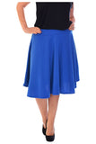 Royal Blue Flared Elastic Waist Skater Skirt For Women 18 - Dropwear