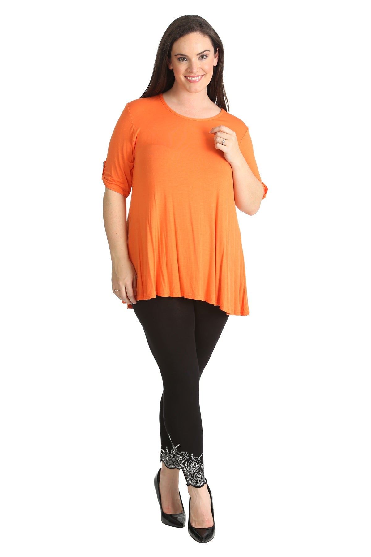 Purple Womens Scoop Neck Flared Ladies Plain Tops For Women 26-28 - Dropwear