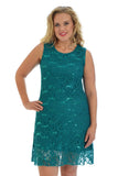 White Floral Lace Sequin Ladies Sleeveless Party Dress For Women 12-14 - Dropwear
