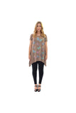 Royal Blue Butterfly Hanky Hem Short Sleeve Top For Women 16 - Dropwear