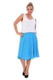 Silver Grey Flared Elastic Waist Skater Skirt For Women 14 - Dropwear