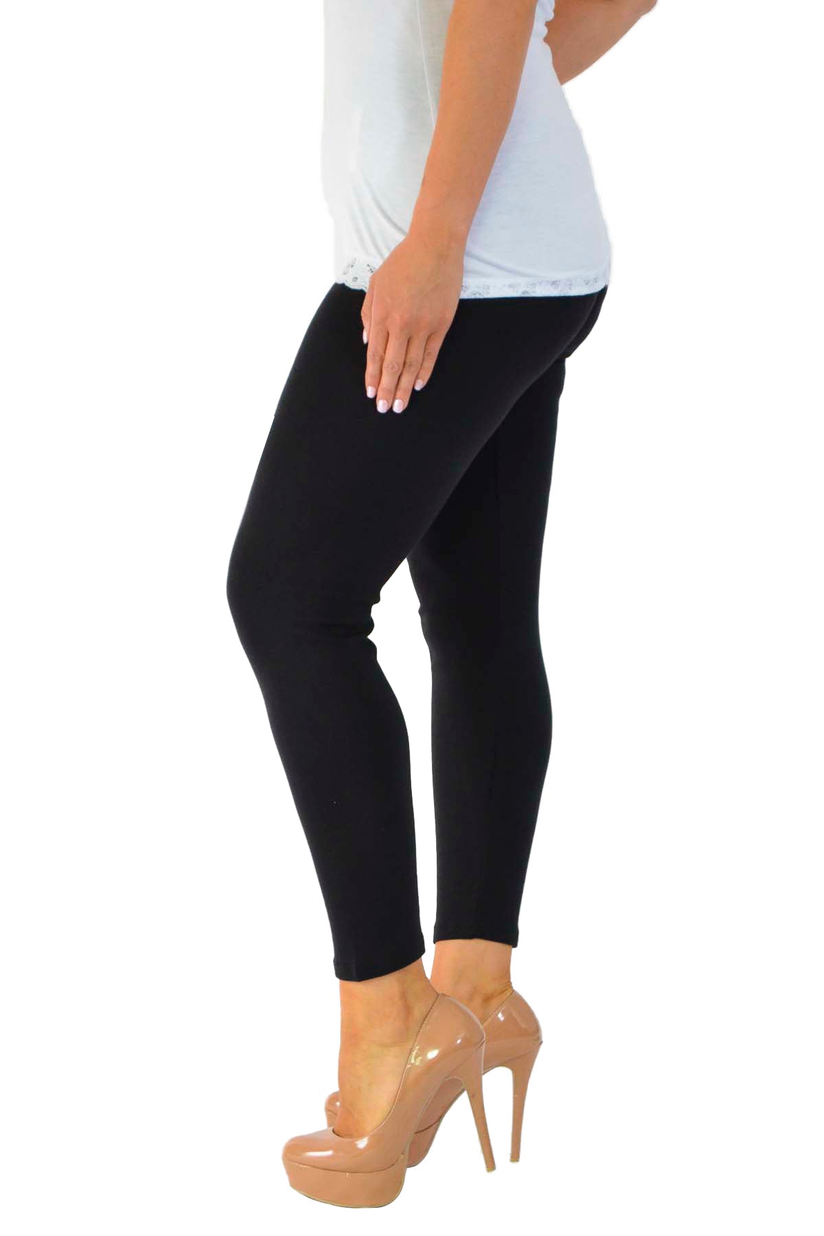 Black Plus Size Plain Long Leggings For Women 16-18 - Dropwear