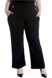 Black Plus Button Embellished Pocket Palazzo Trousers For Women 16 - Dropwear