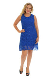 Coral Floral Lace Sequin Ladies Sleeveless Party Dress For Women 20-22 - Dropwear