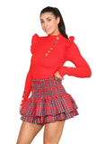 Red Ladies Tartan Checkered Frill Mini RaRa Skirt For Women X/S - Dropwear