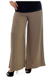 Mocha Wide Leg Flared Plain Palazzo Trouser For Women 12-14 - Dropwear