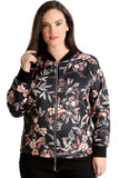 Black Floral Leaf Bomber Jacket Print For Women 14 - Dropwear
