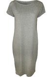 Plain Short Sleeve Jersey Midi Dress For Women  - Dropwear