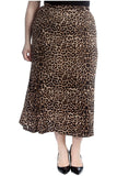 Brown Leopard Plus Size Leopard Print Long Maxi Skirt For Women 14 - Dropwear