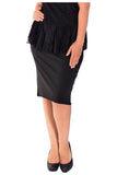 Black Plus Size Plain Ponte Pencil Skirt For Women 12-14 - Dropwear