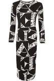 Love Letters Plus Size Bodycon Love Letters Print Midi Dress For Women 16-18 - Dropwear