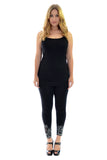 Grey Plus Size Sequin Scallop Beaded Flower Petal Leggings For Women 16-18 - Dropwear