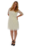 Coral Lace Lined 3/4 Knee Length Dress For Women 14 - Dropwear