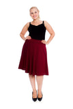 Red Flared Elastic Waist Skater Skirt For Women 14 - Dropwear