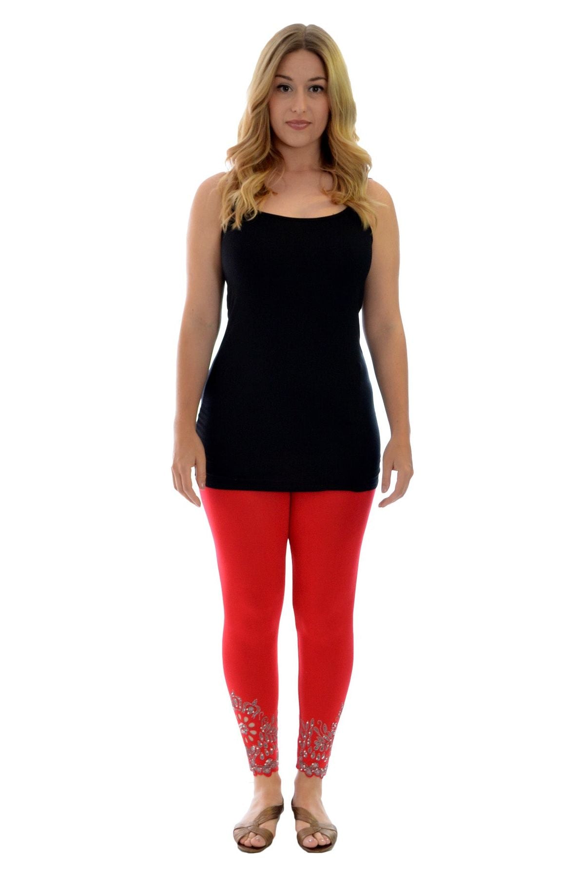 Sequin Scallop Beaded Flower Petal Leggings For Women  - Dropwear