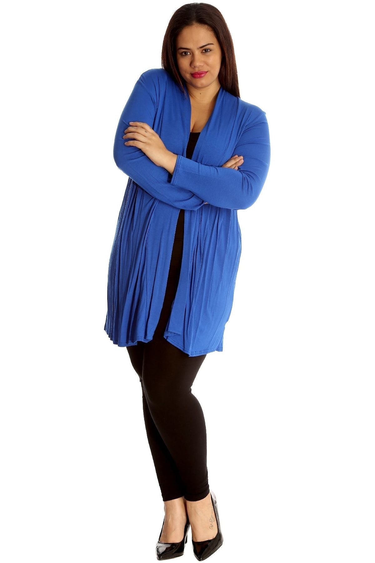 Plus Size Lace Back Open Pleated Cardigan For Women  - Dropwear