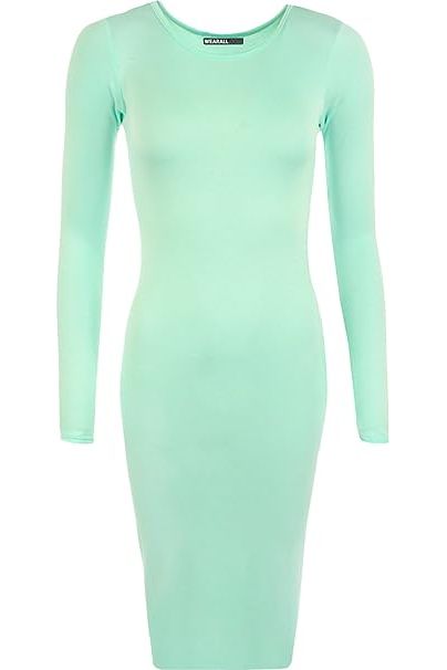 Jade Bodycon Stretch Plain Midi Dress For Women 8-10 - Dropwear