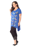 Purple Butterfly Hanky Hem Short Sleeve Top For Women 18 - Dropwear