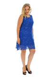 Red Floral Lace Sequin Ladies Sleeveless Party Dress For Women 24-26 - Dropwear
