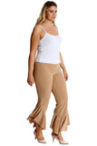 Wine Plus Size Frill Asymmetric Hem Plain Trousers For Women 20-22 - Dropwear
