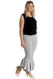Plus Size Frill Asymmetric Hem Plain Trousers For Women  - Dropwear