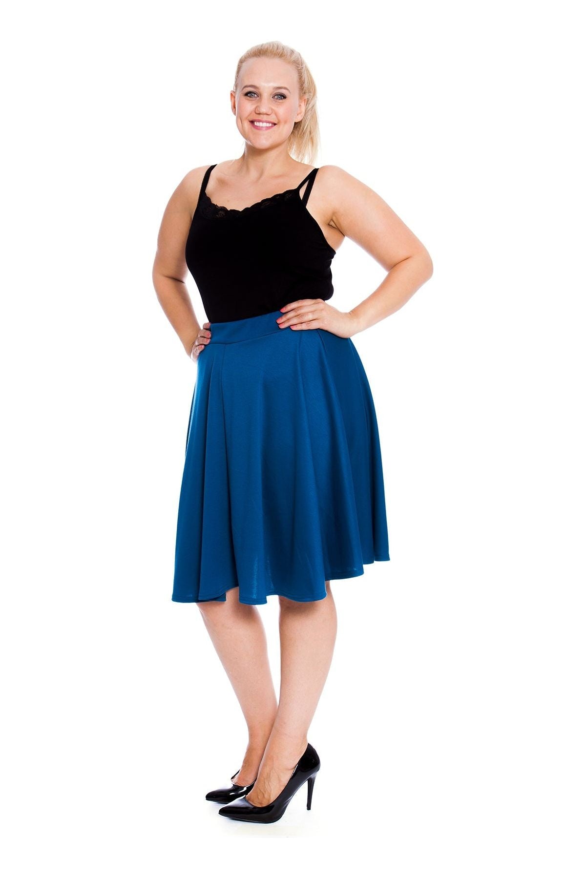 Coral Flared Elastic Waist Skater Skirt For Women 22-24 - Dropwear