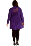 Plus Size Lace Back Open Pleated Cardigan For Women  - Dropwear